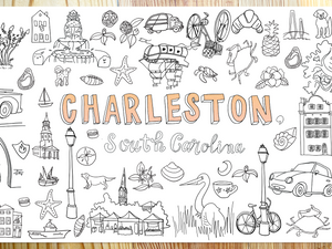 Charleston Themed Coloring Banner, Giant Coloring Page, Party Table Cover that can be Colored