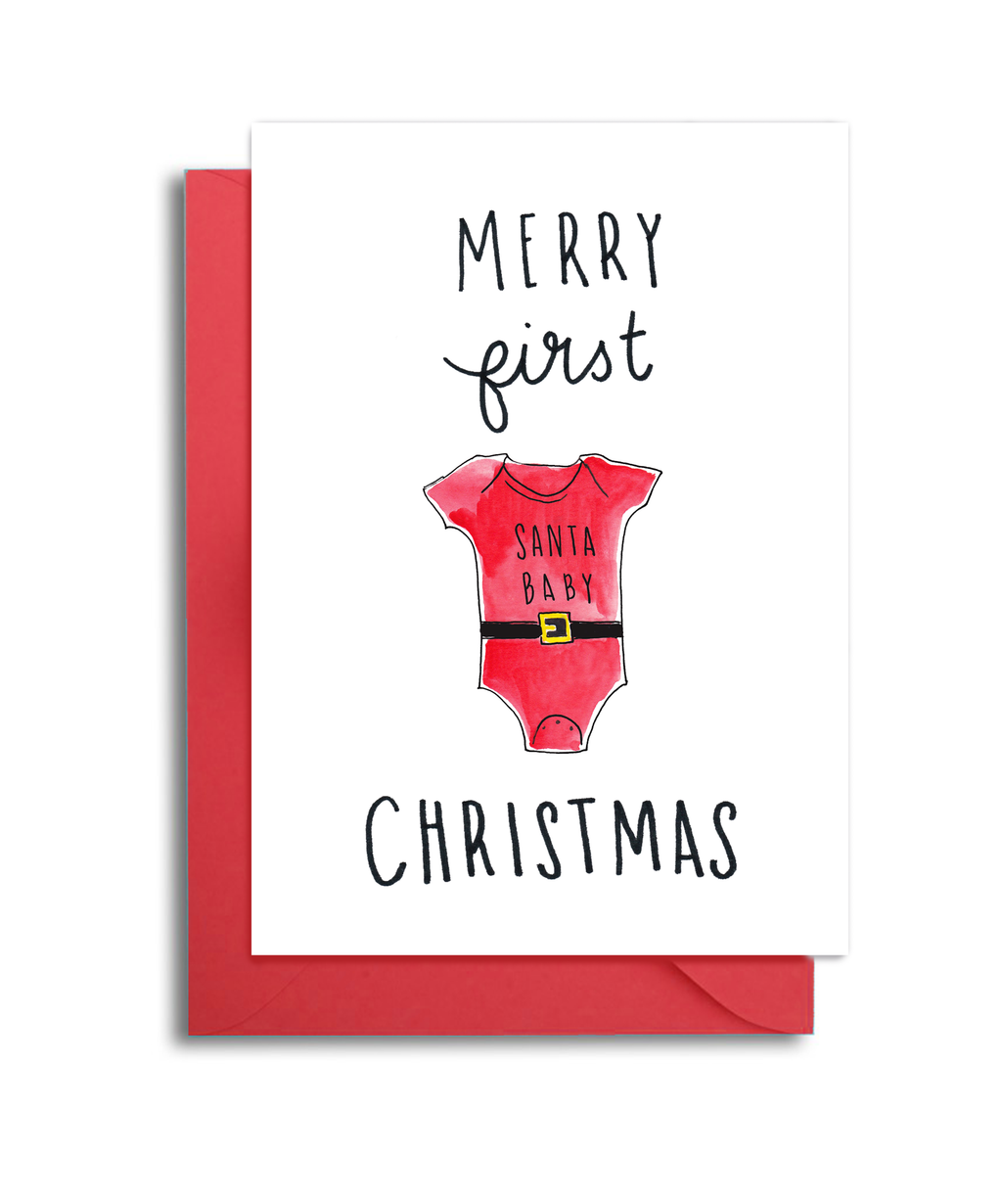 First Christmas Santa Baby Onesie Card