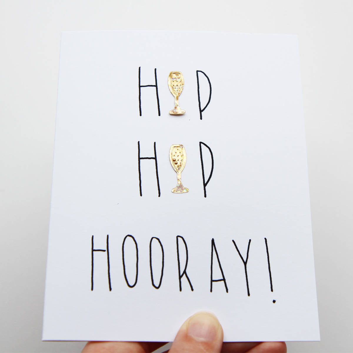Hip Hip Hooray Card with Champagne Confetti
