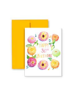 Happy 30th Birthday Card with Bright Flowers