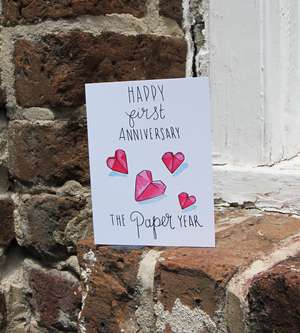 First Married Anniversary Paper Hearts Card