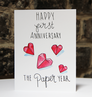 First Married Anniversary Paper Hearts Card