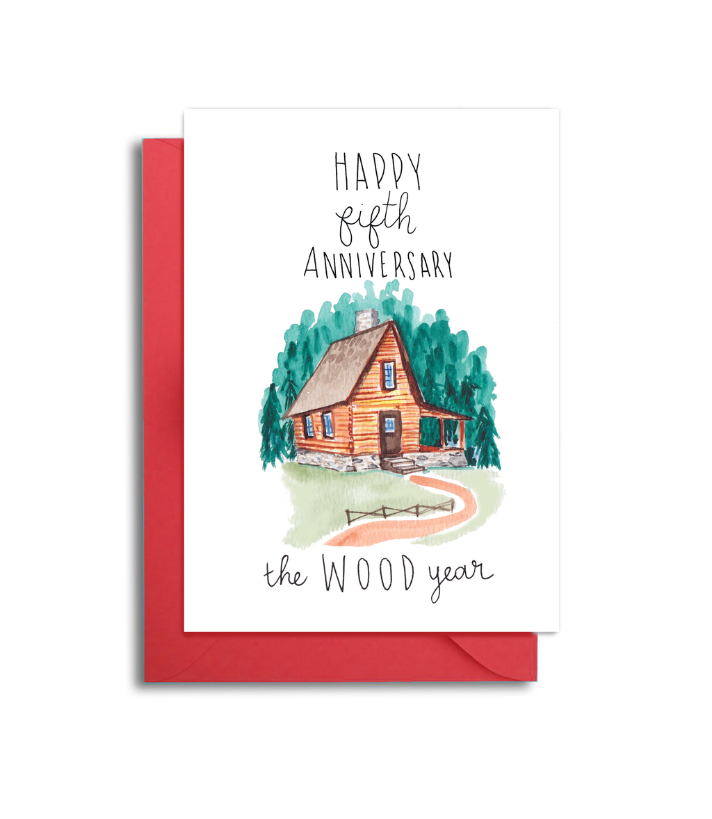 5th Wedding Anniversary Card - Wood Themed Anniversary Card - 5th Anniversary Wood Themed Card