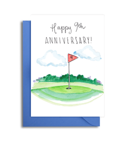 9th Wedding Anniversary Card - Ninth Anniversary Golf Themed Card