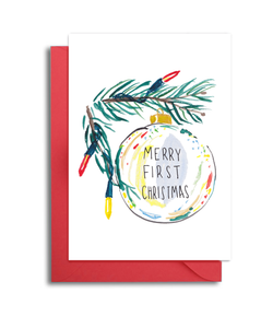 Merry First Christmas Ornament Card