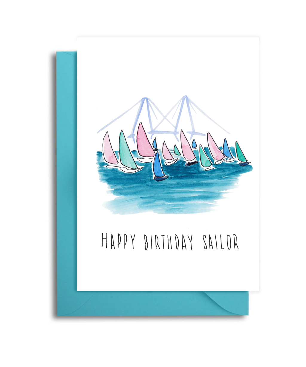 Charleston Harbor Sailing Birthday Card
