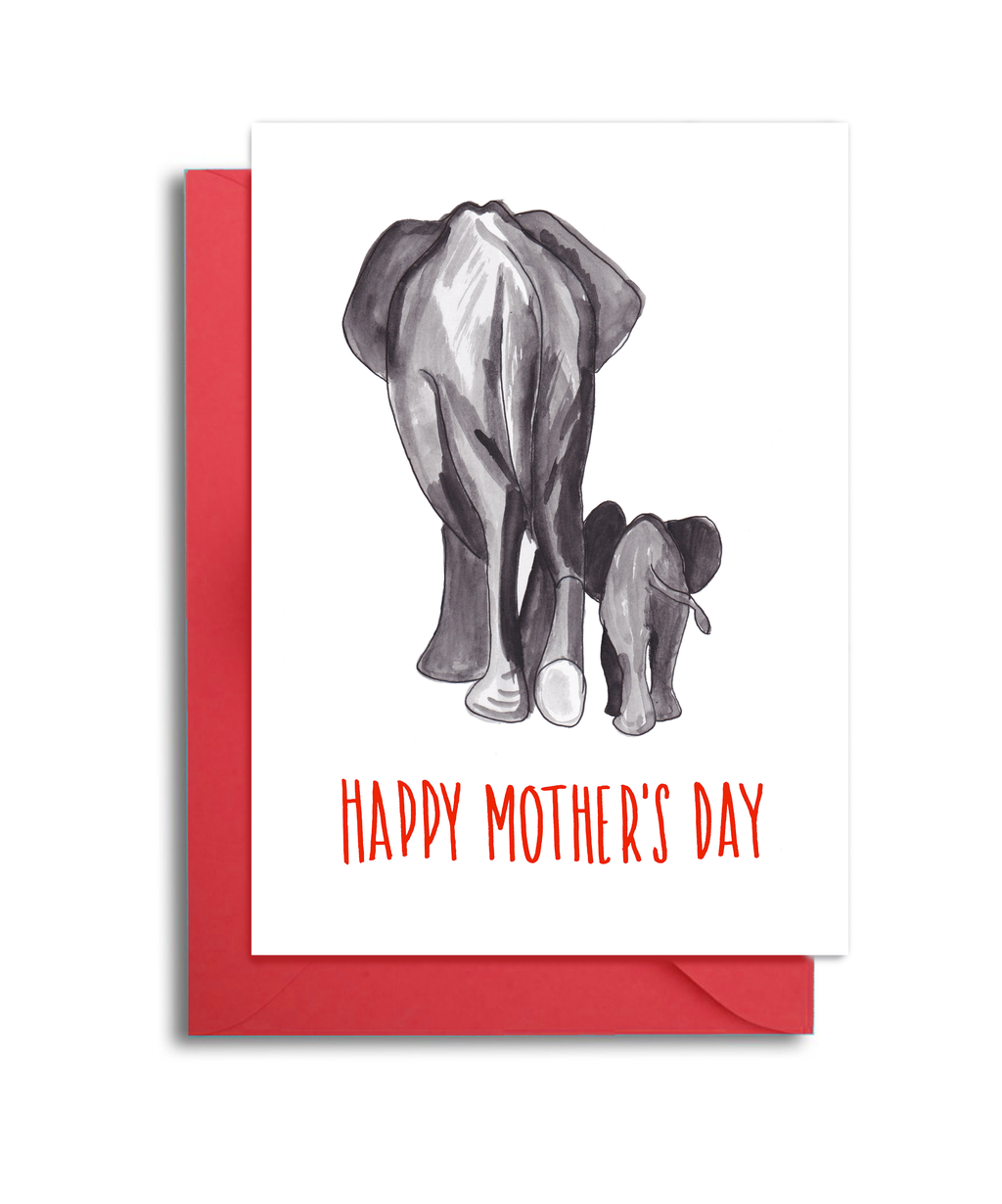 Mom and Baby Elephant Card