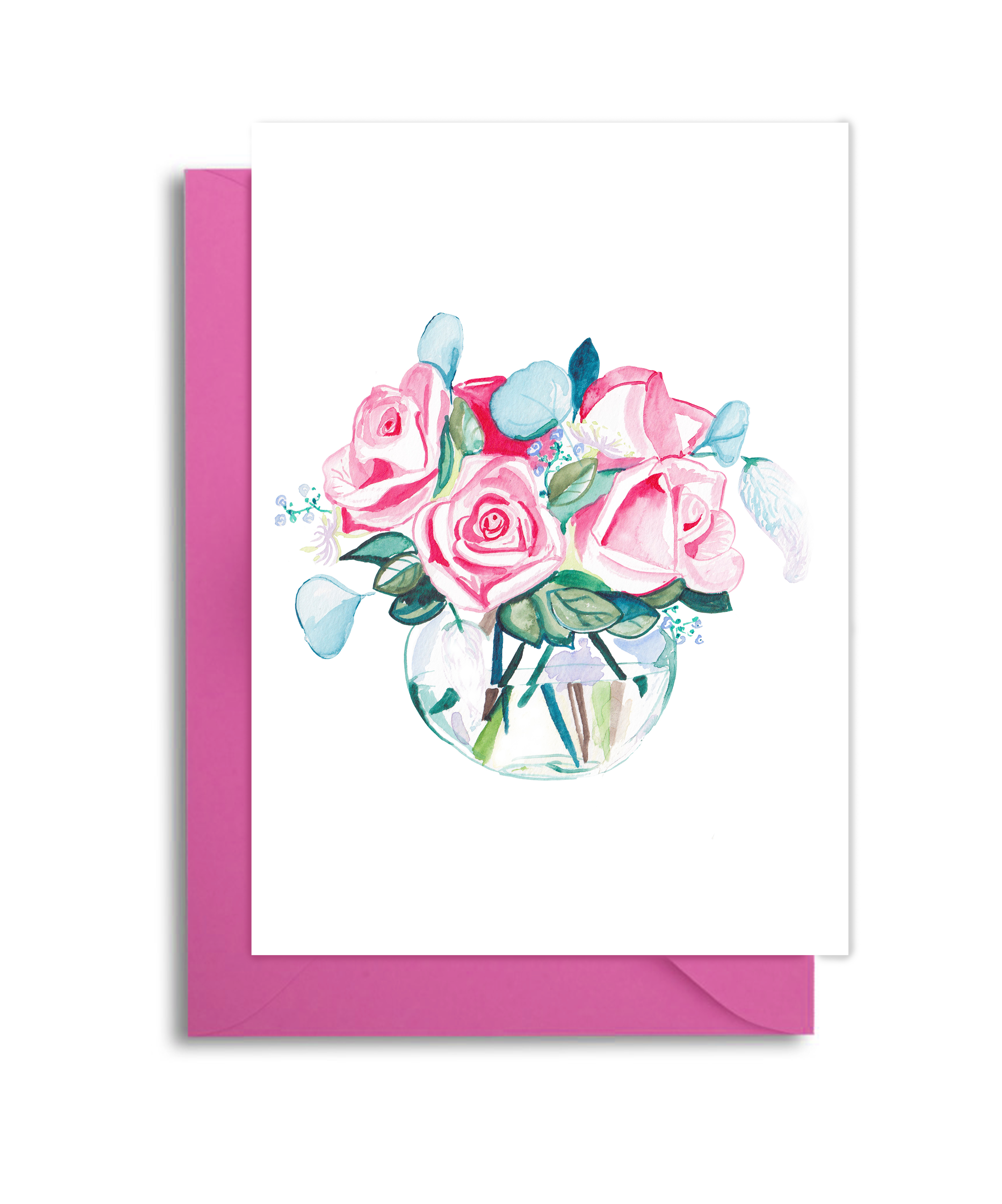 Pink Rose Bouquet Card