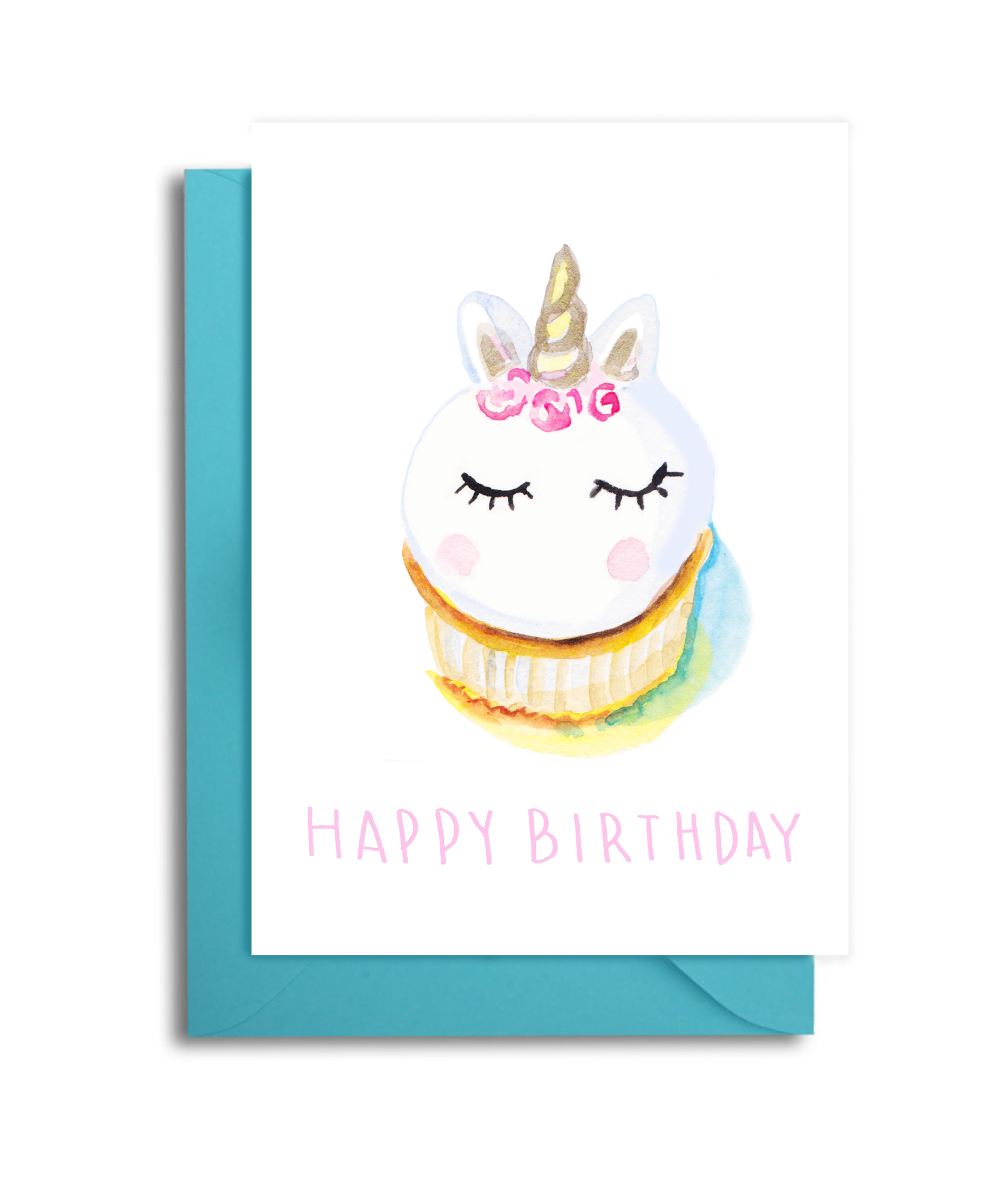 Unicorn Cupcake Birthday Card