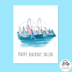 Charleston Harbor Sailing Birthday Card
