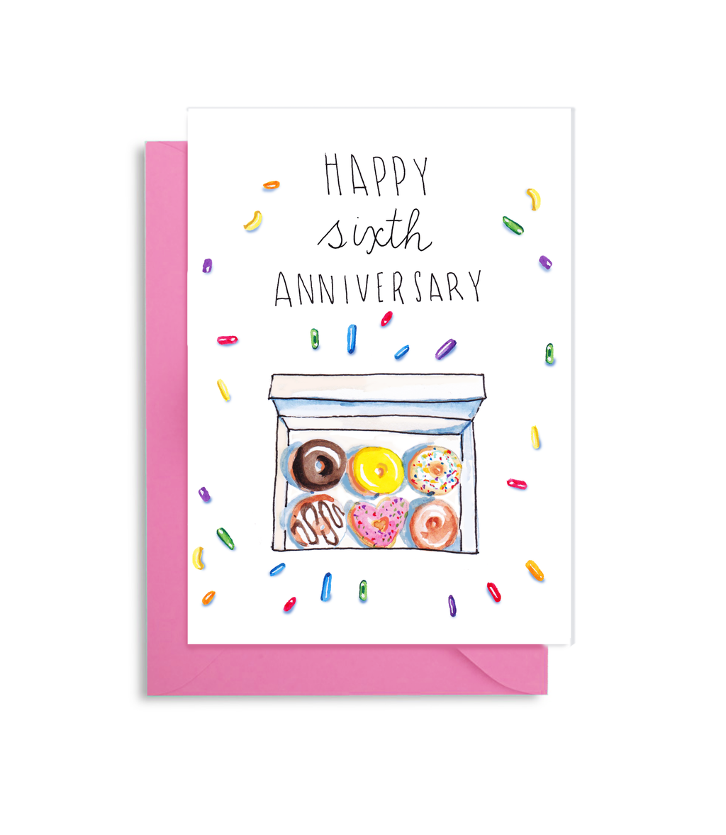 6th Anniversary Card - Half Dozen Donuts Anniversary