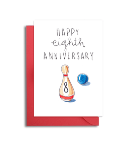 Eighth Wedding Anniversary Card - 8th Anniversary Husband Card - Billiards Themed Anniversary Card - Bowling Themed Anniversary