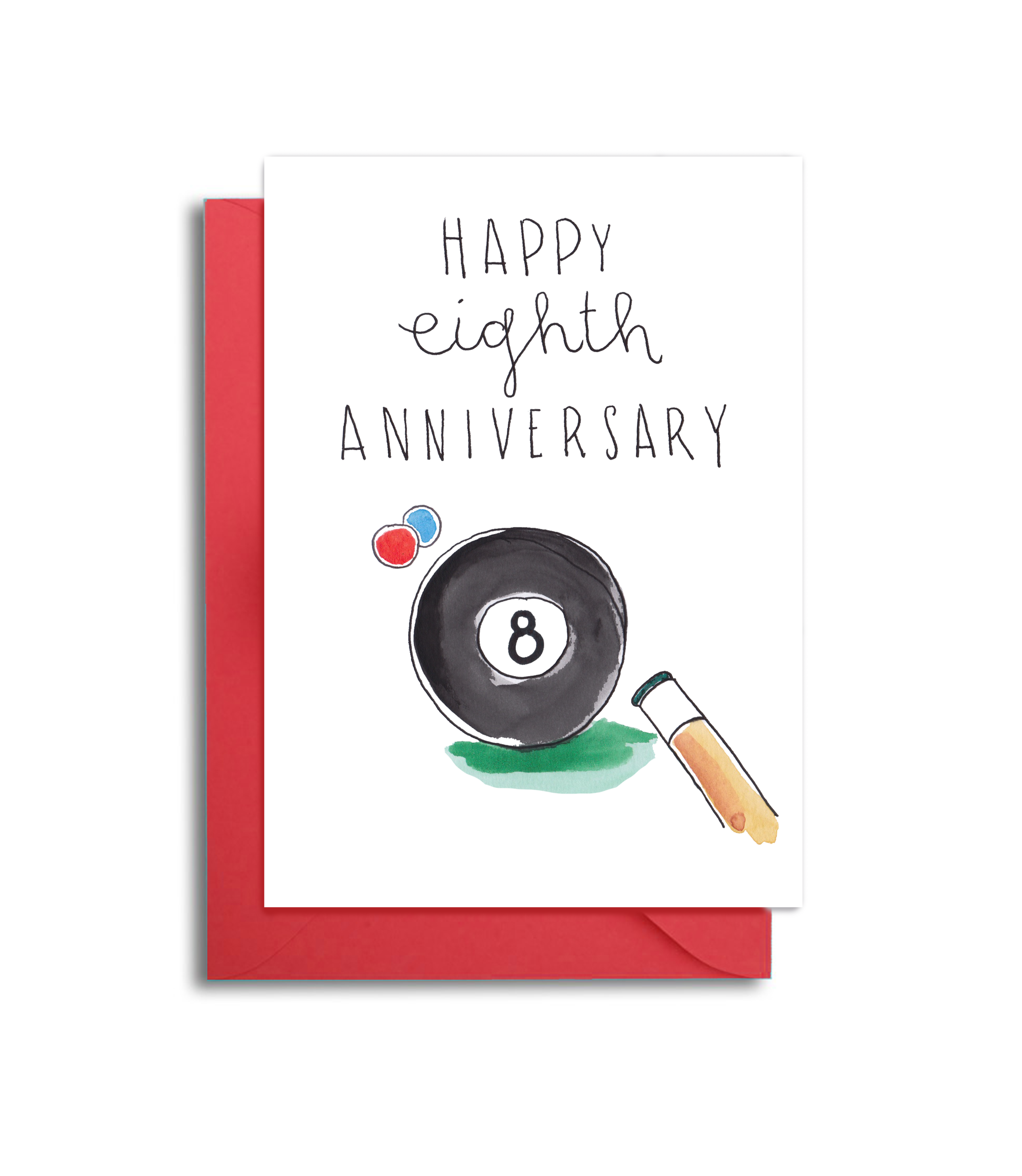 Eighth Wedding Anniversary Card - 8th Anniversary Husband Card - Billiards Themed Anniversary Card - Bowling Themed Anniversary