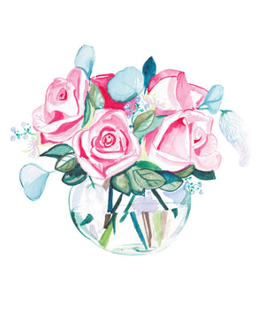 Pink Rose Bouquet Card