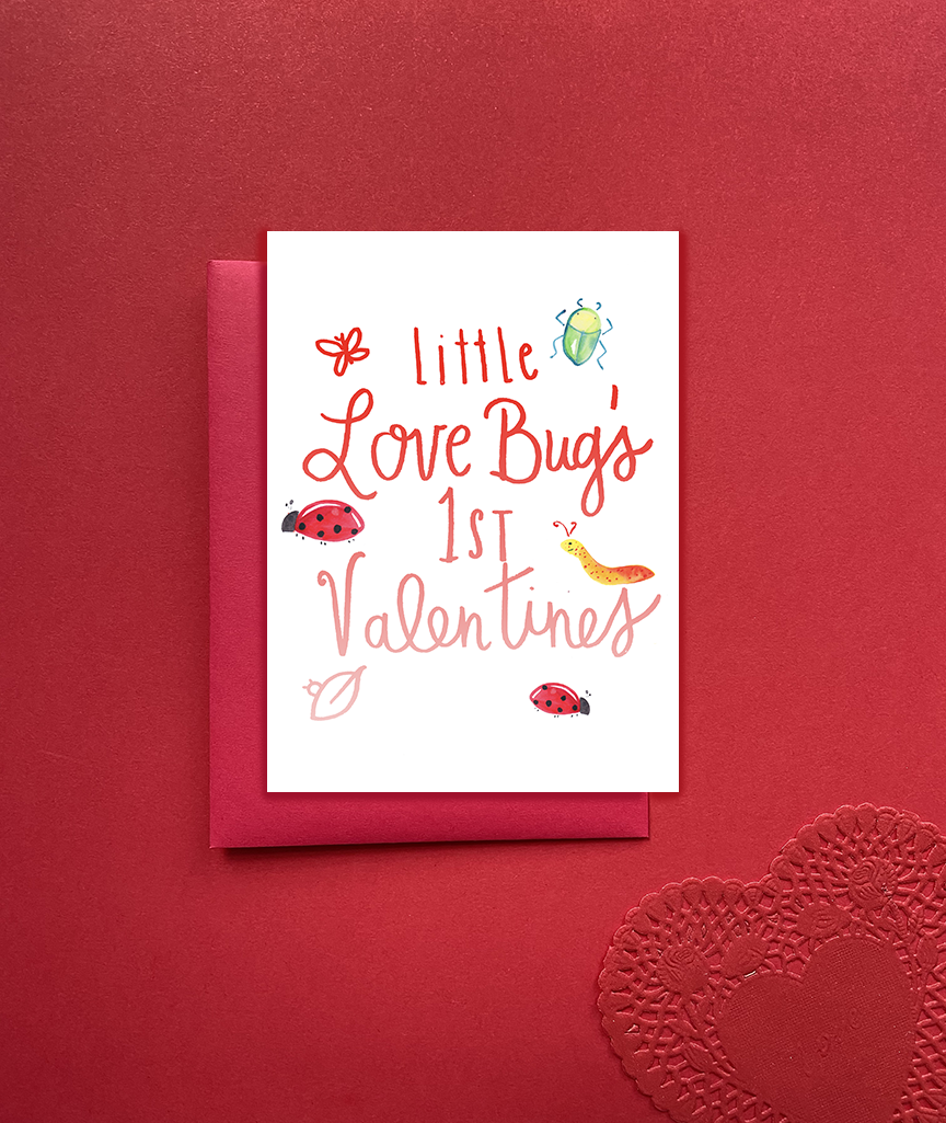 Little Love Bug's First Valentine's Day Card - Baby's 1st Valentine's Day